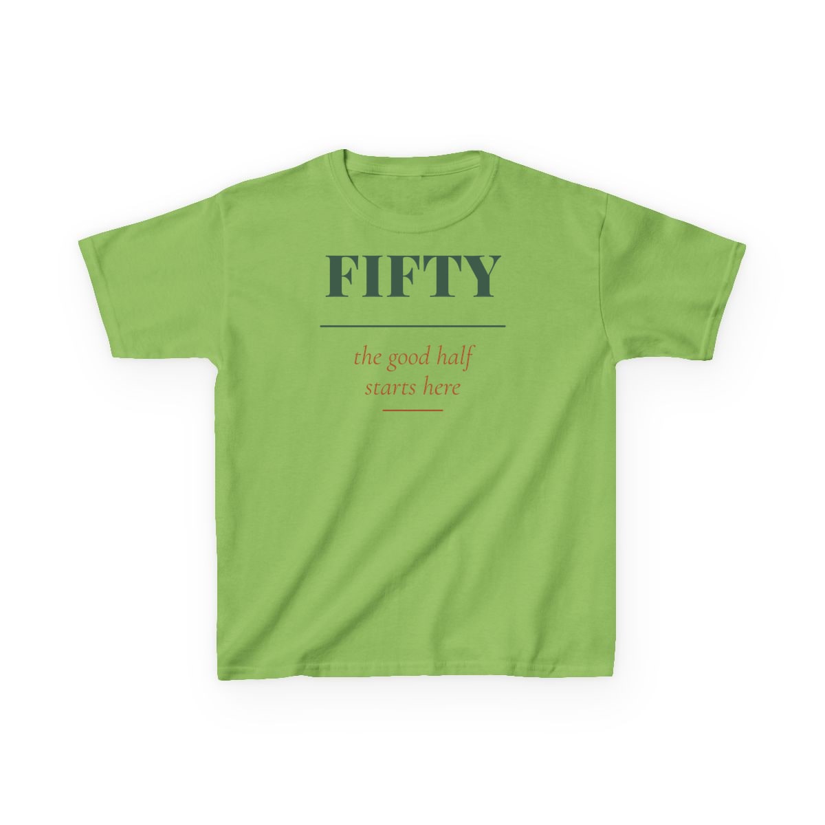 The Good Half, printed on a kids tee in Lime