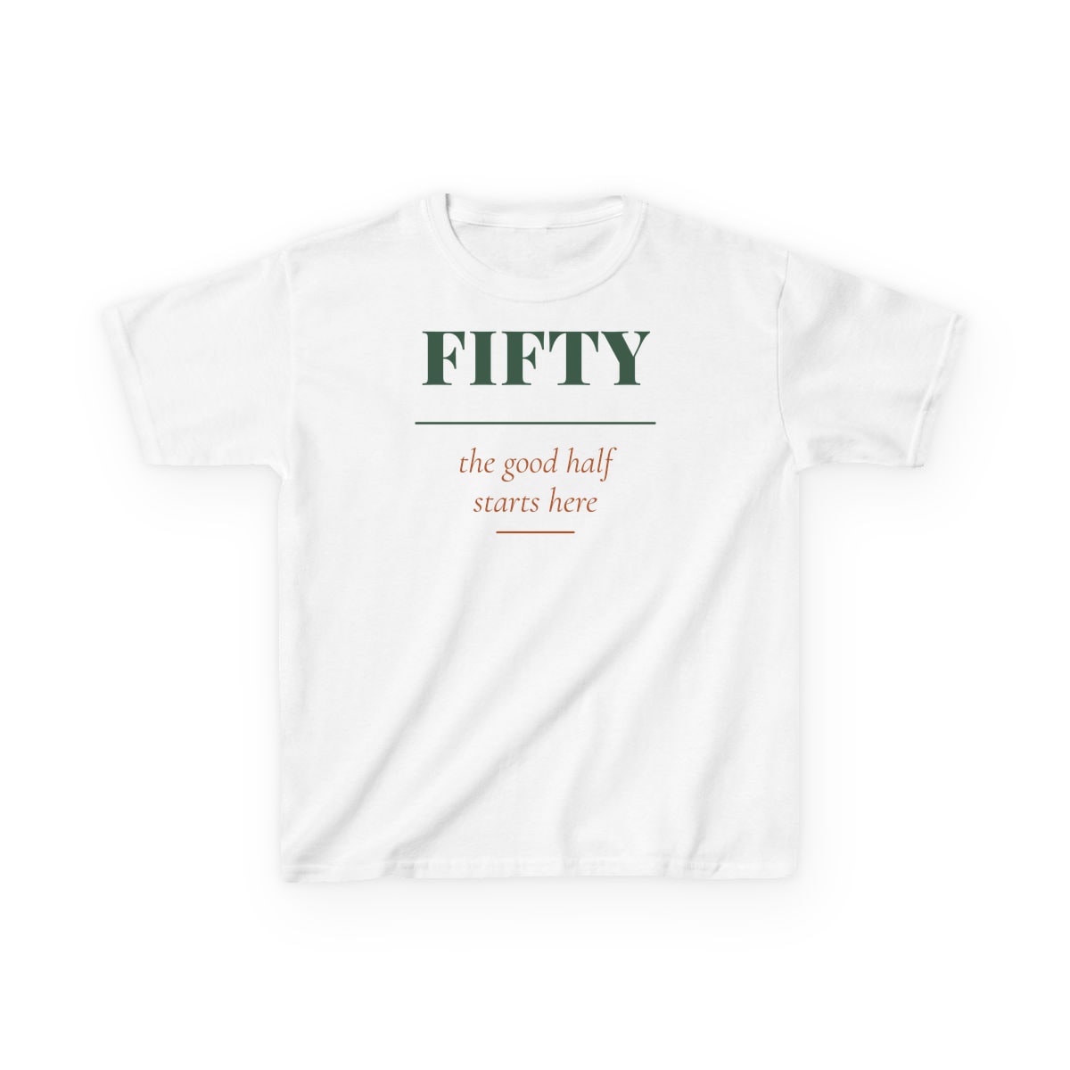 The Good Half, printed on a kids tee in White