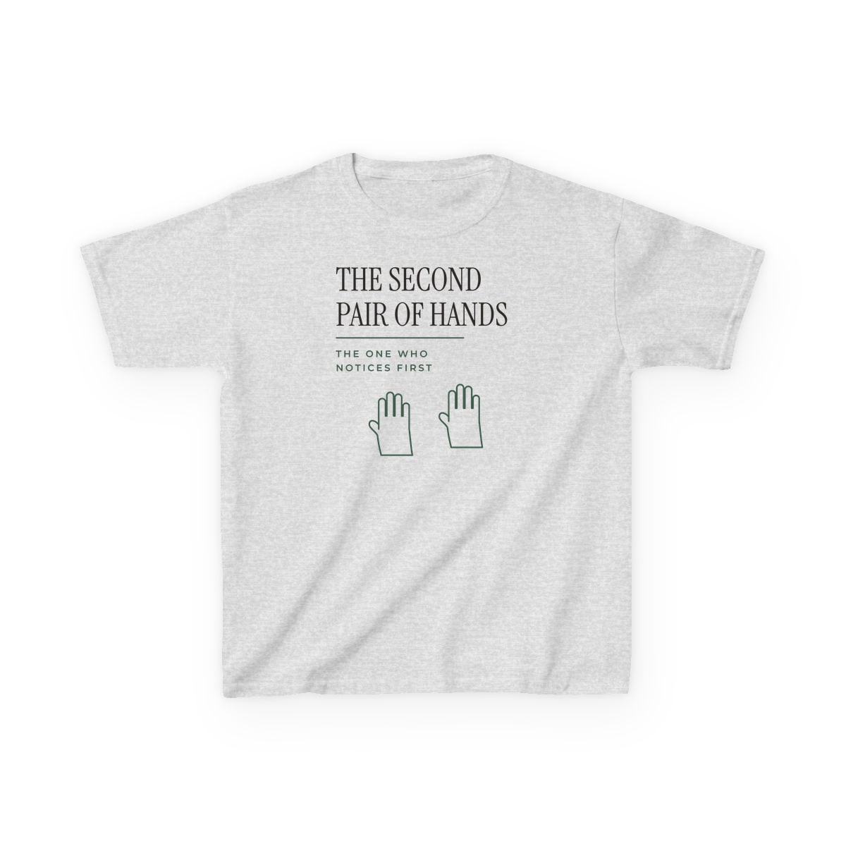 The Second Pair Of Hands, printed on a kids tee in Ash