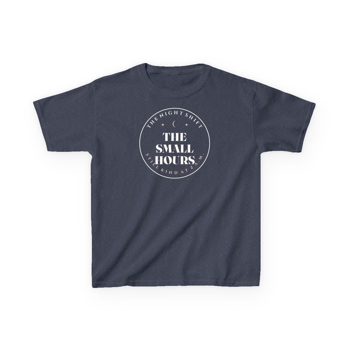 The Small Hours, printed on a kids tee in Heather Navy