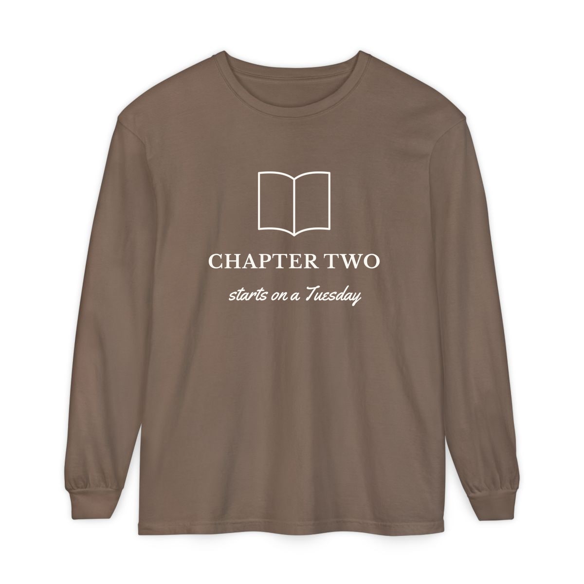 Chapter Two, printed on a long sleeve in Espresso