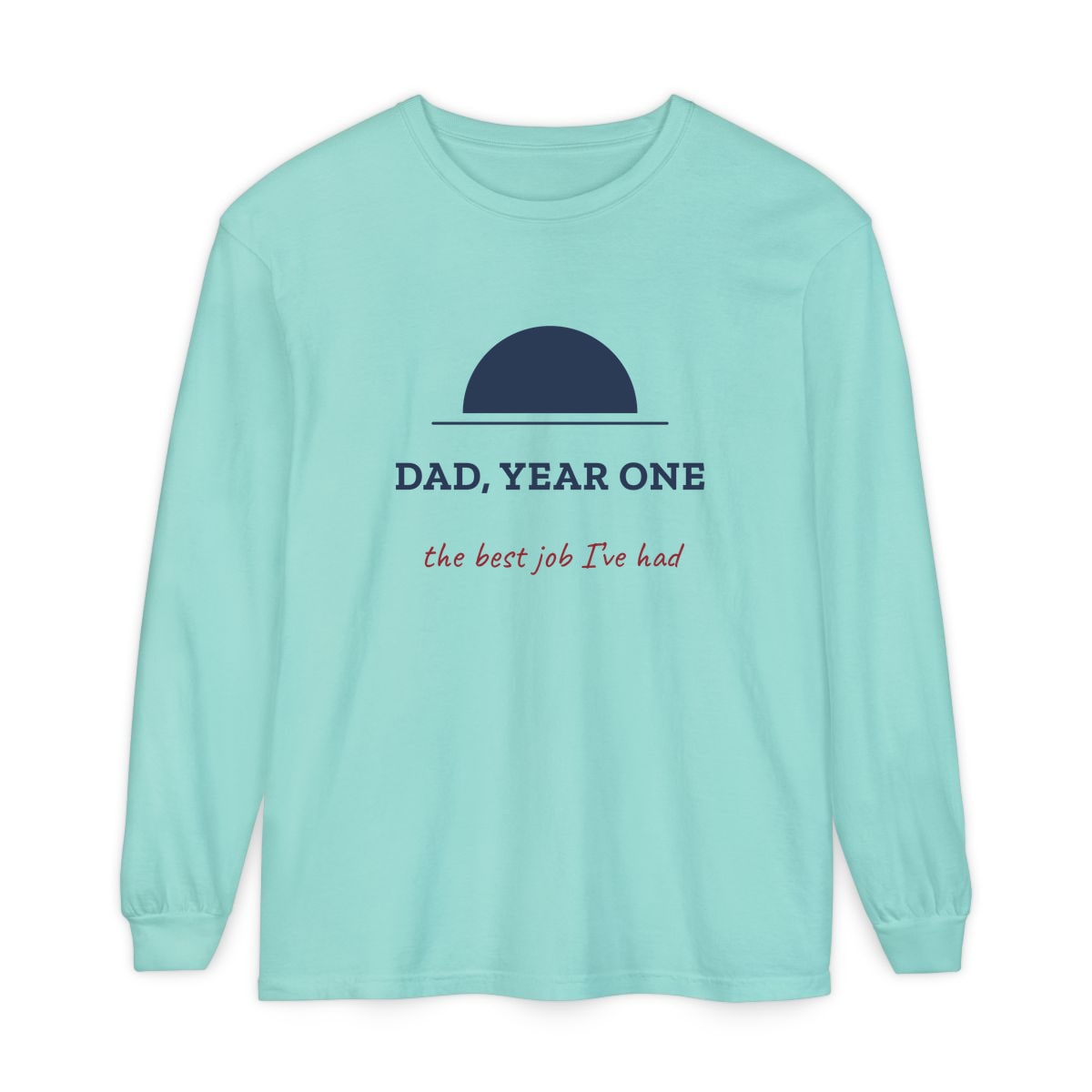 Dad, Year One, printed on a long sleeve in Chalky Mint