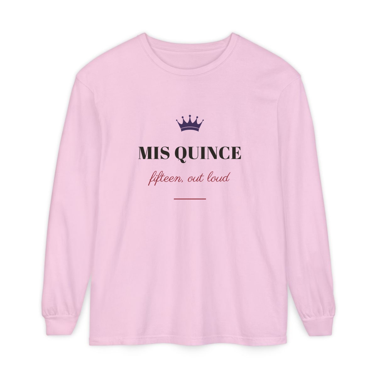 Mis Quince, printed on a long sleeve in Blossom