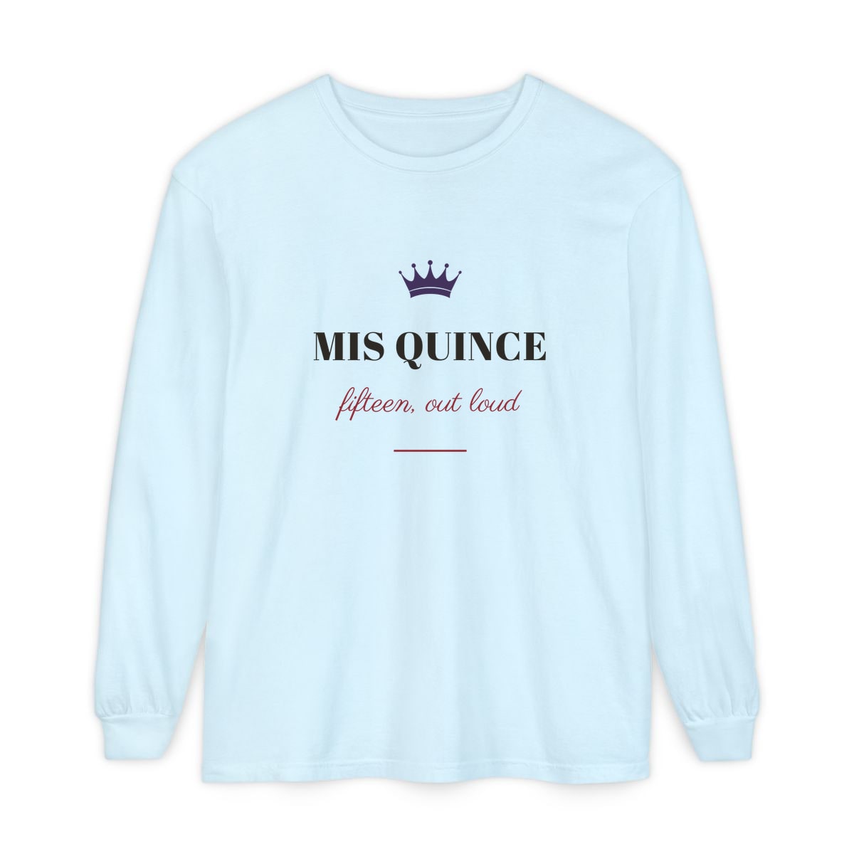 Mis Quince, printed on a long sleeve in Chambray