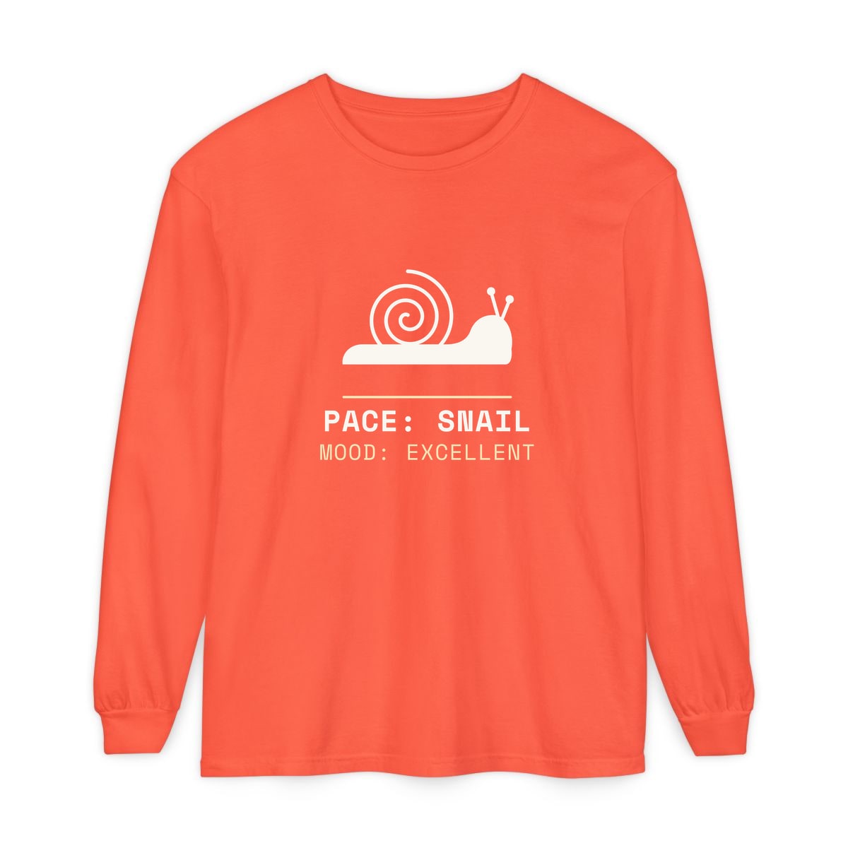 Pace: Snail, printed on a long sleeve in Bright Salmon