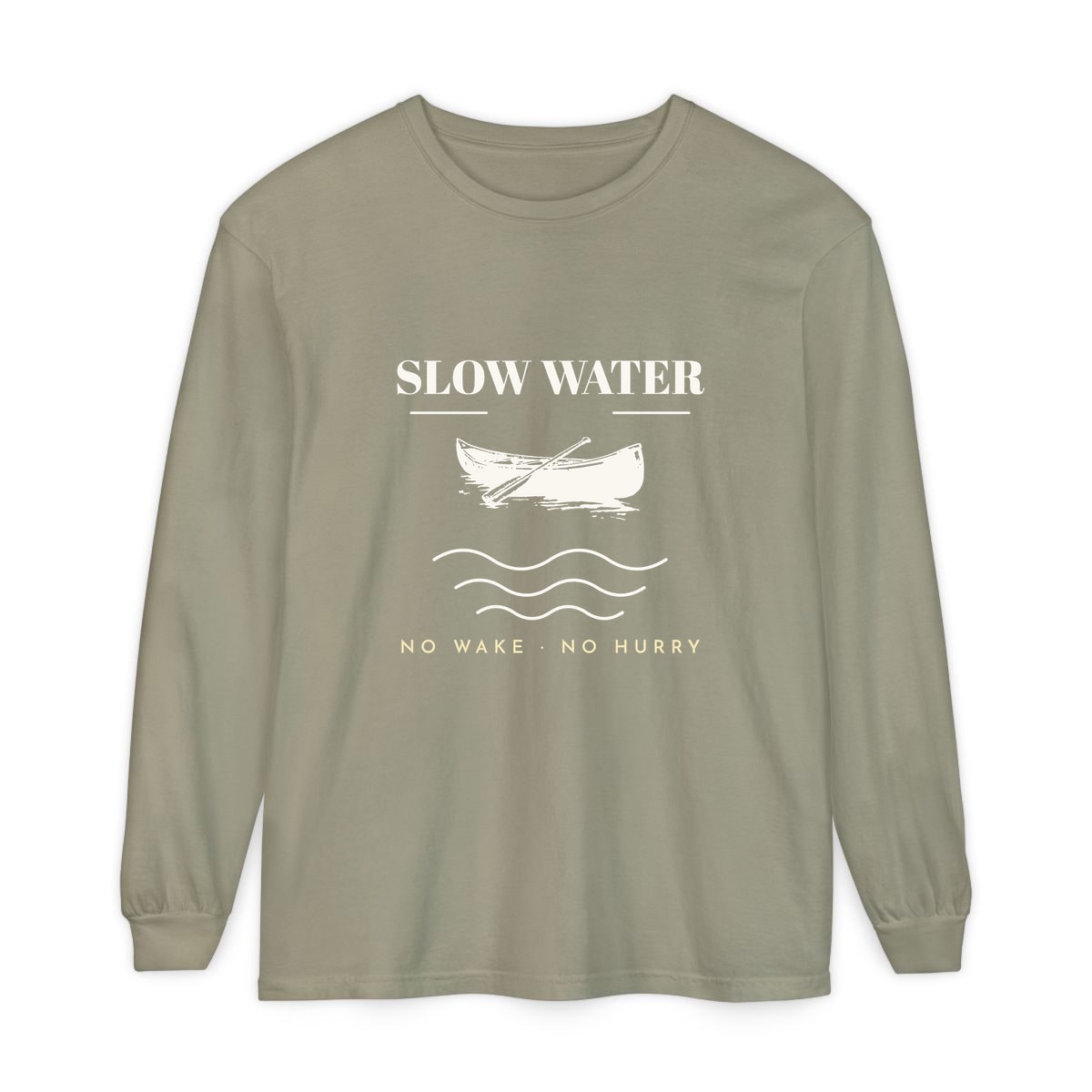 Slow Water, printed on a long sleeve in Sandstone