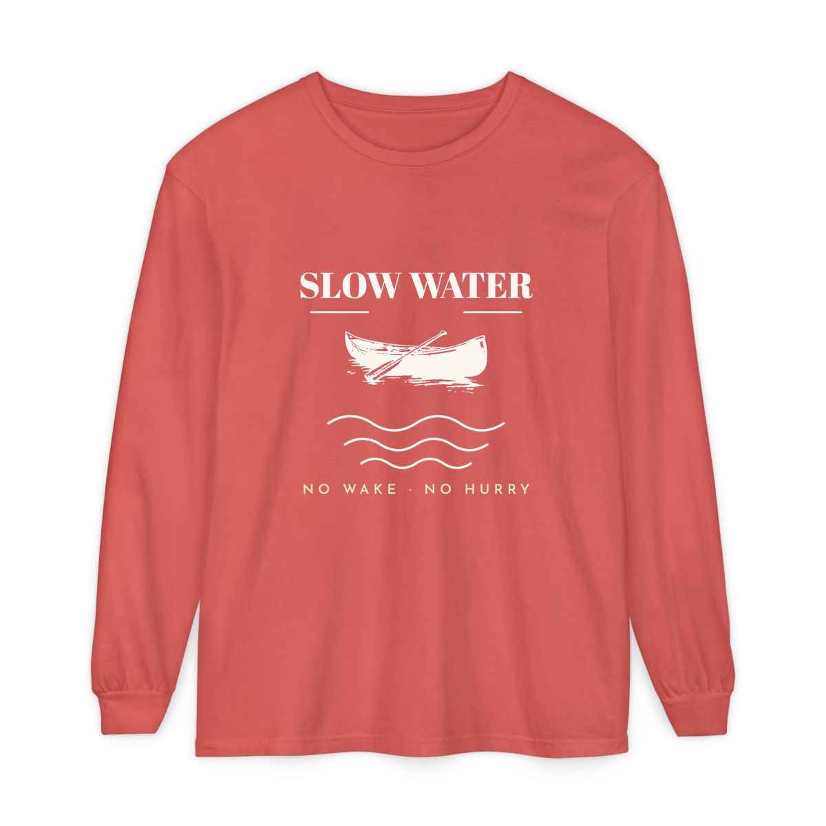Slow Water, printed on a long sleeve in Watermelon