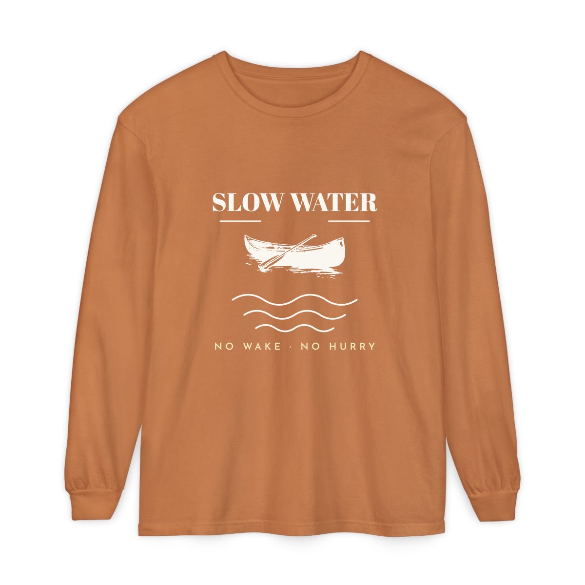 Slow Water, printed on a long sleeve in Yam