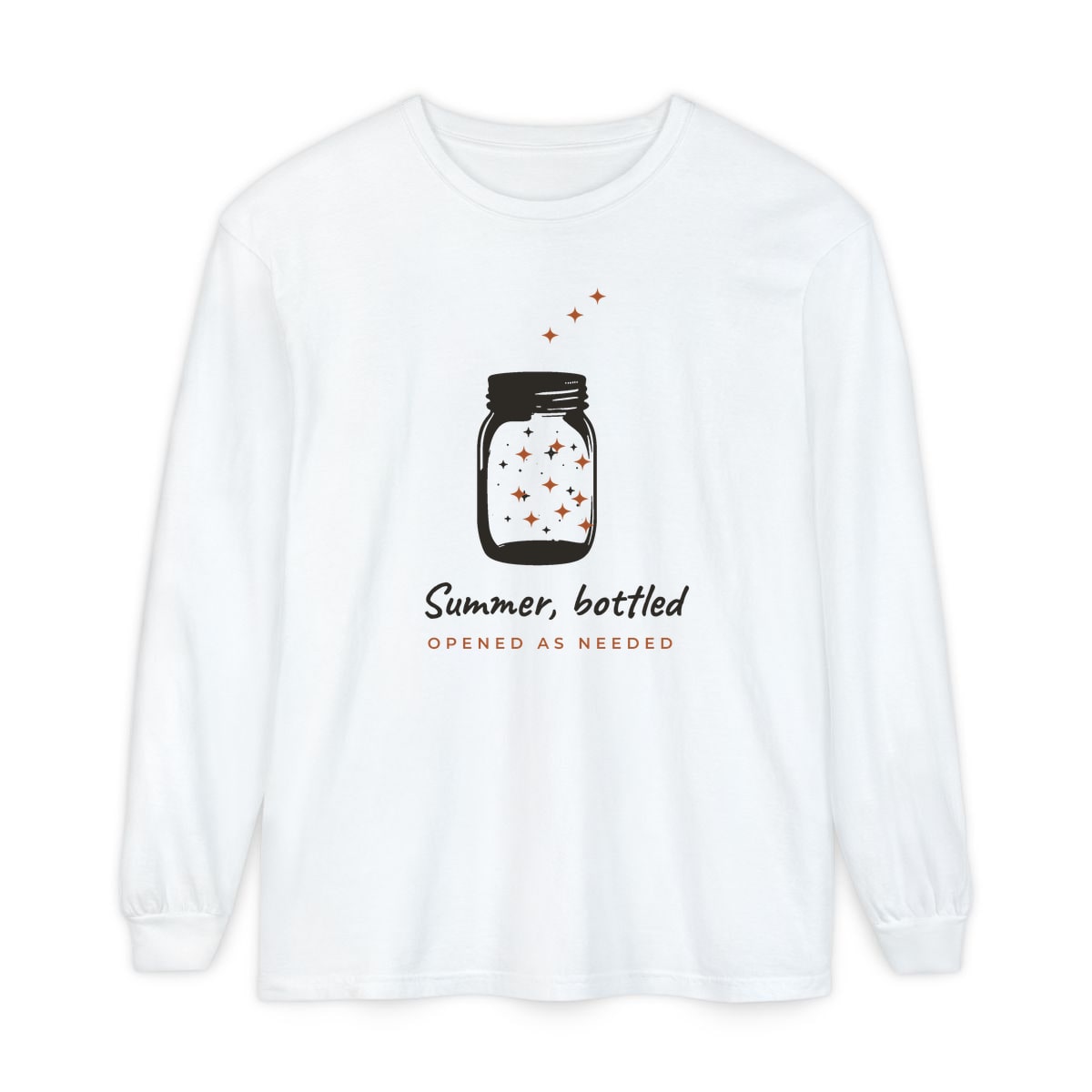 Summer, Bottled, printed on a long sleeve in White