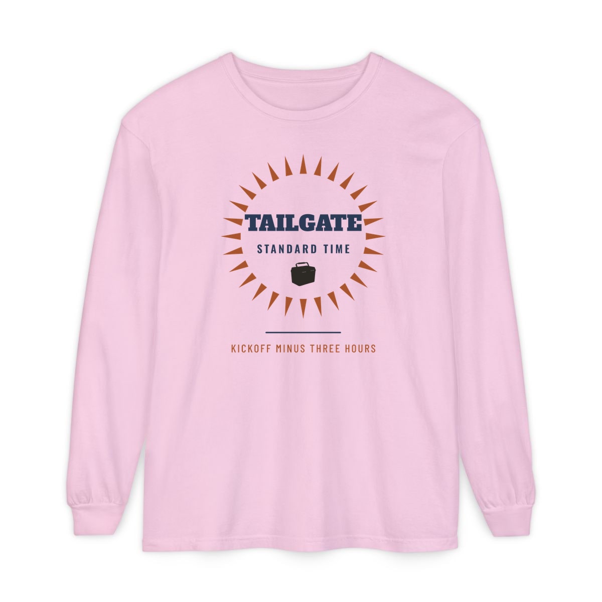 Tailgate Standard Time, printed on a long sleeve in Blossom