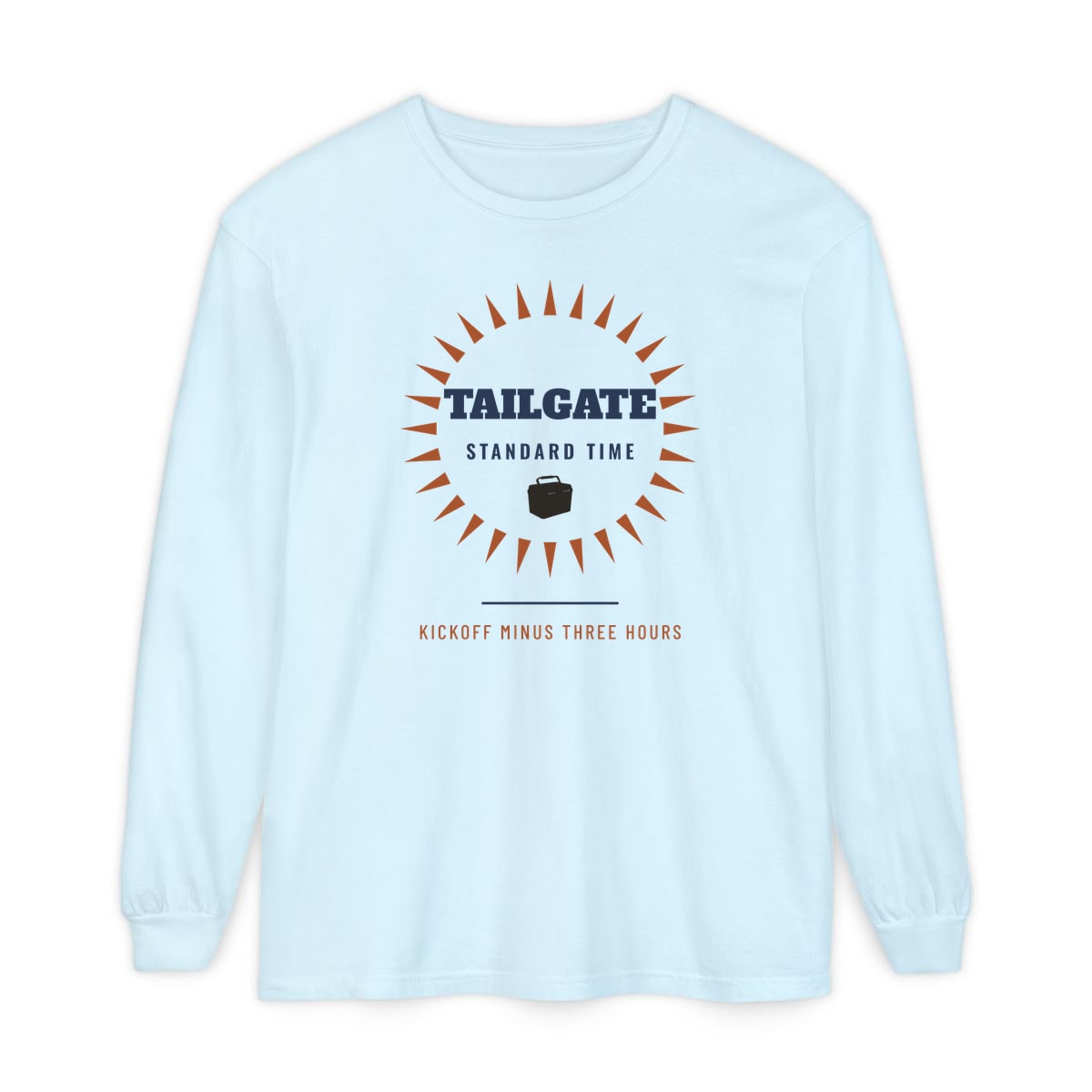 Tailgate Standard Time, printed on a long sleeve in Chambray