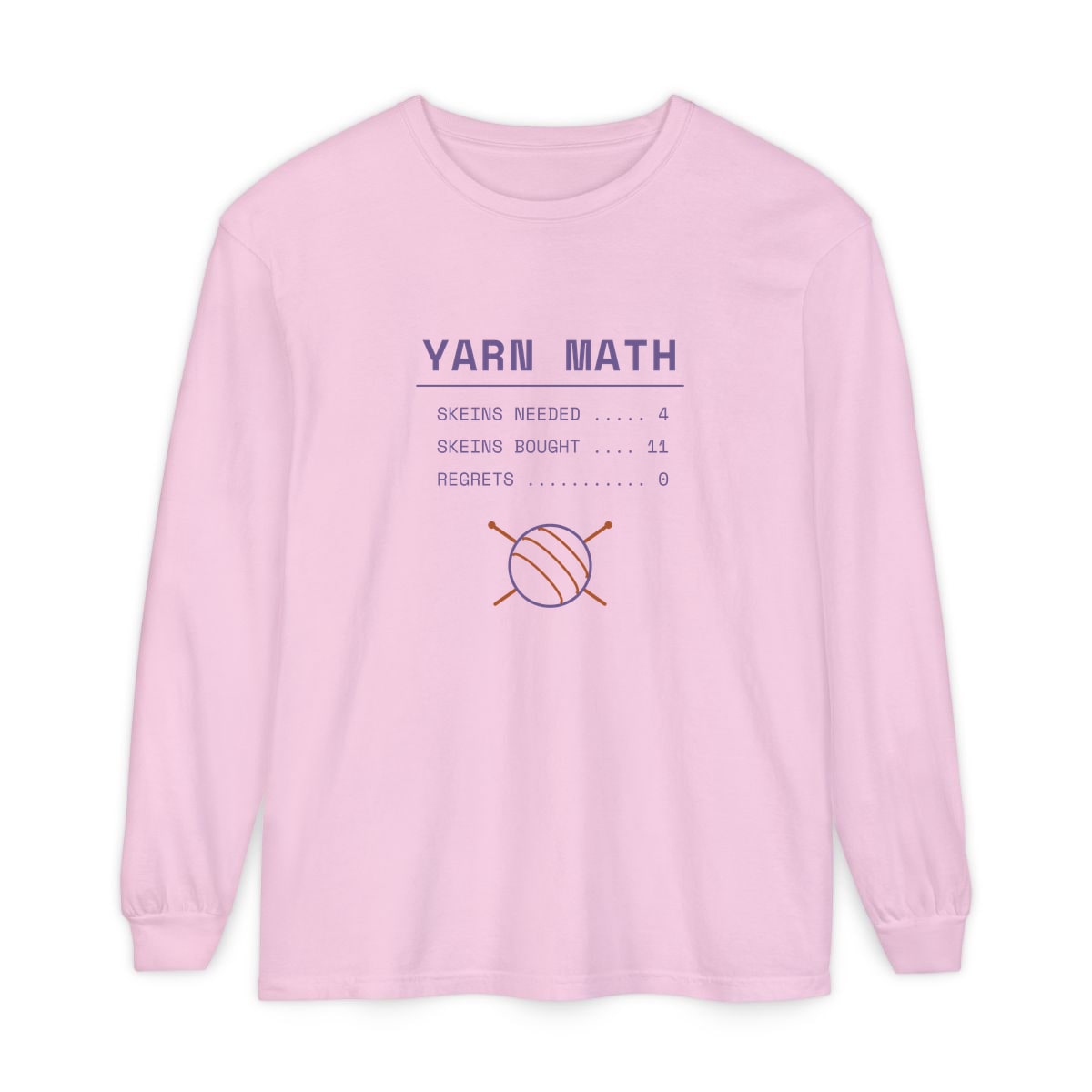 Yarn Math, printed on a long sleeve in Blossom
