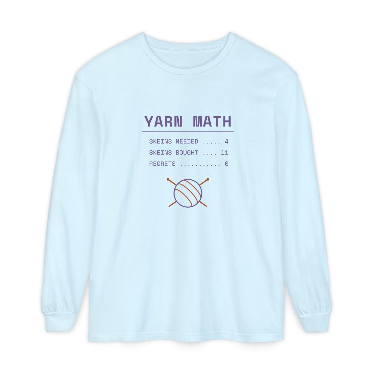 Yarn Math, printed on a long sleeve in Chambray