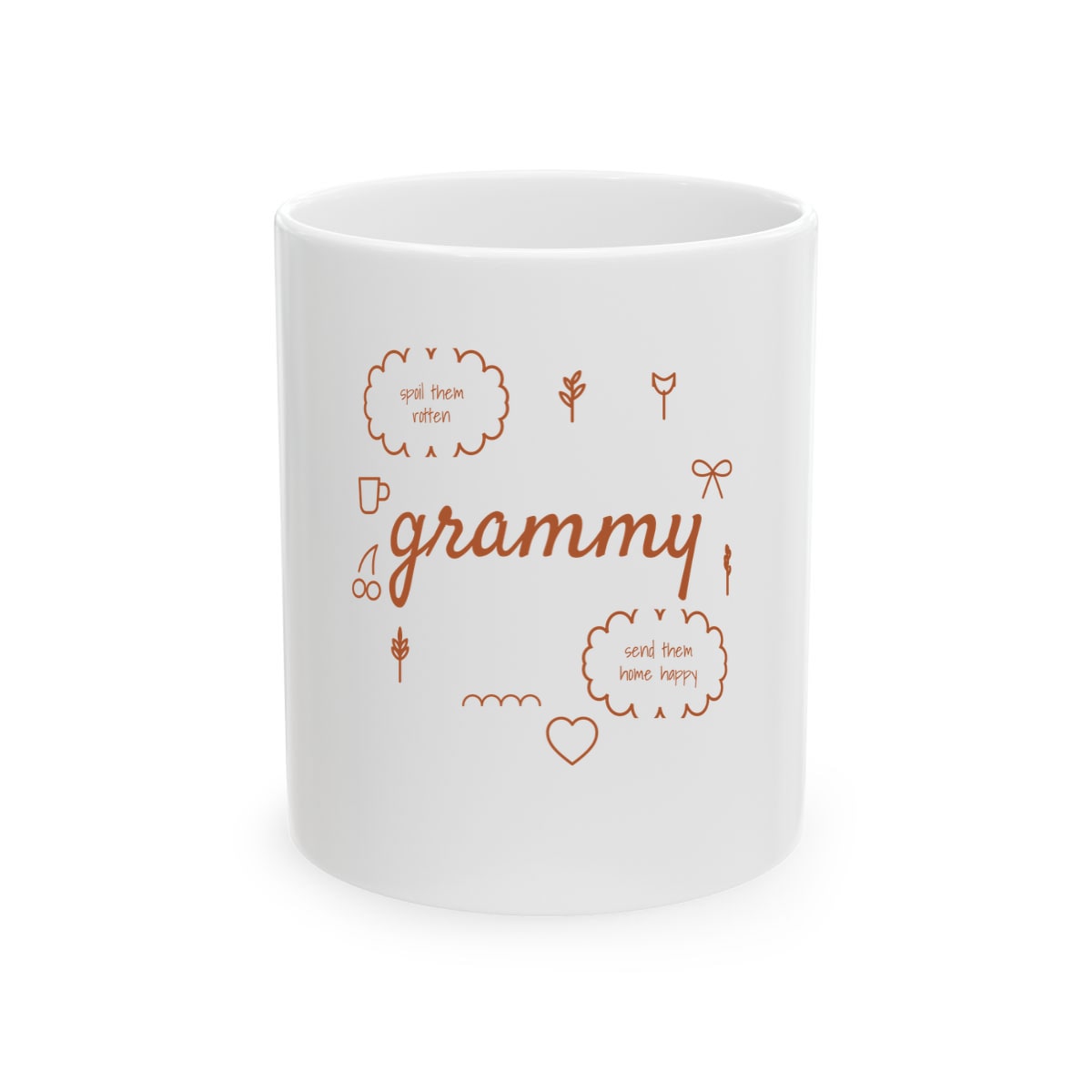 Spoil Them, Send Them Home, printed on a mug in White