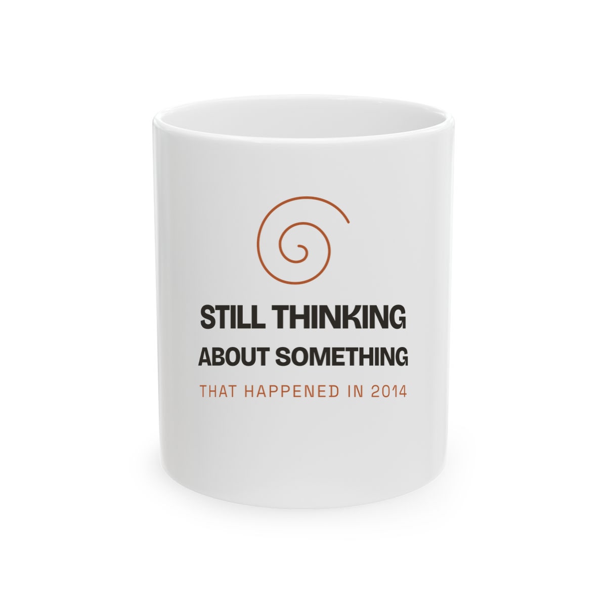 Still Thinking About 2014, printed on a mug in White