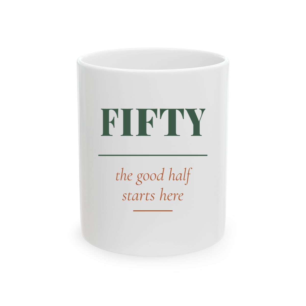 The Good Half, printed on a mug in White