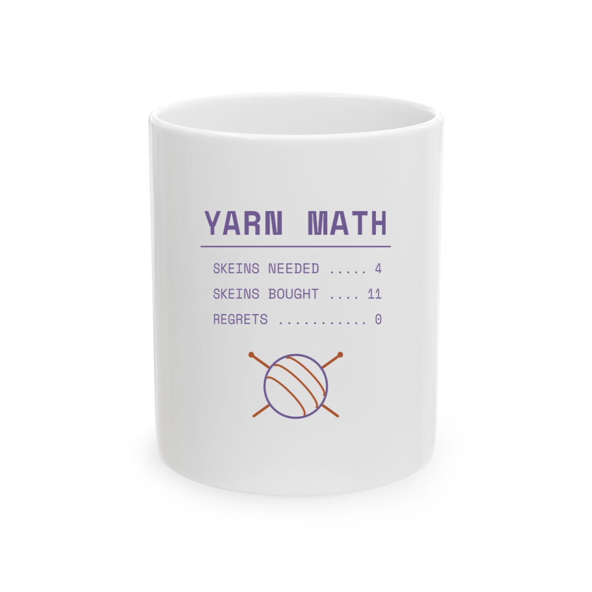 Yarn Math, printed on a mug in White