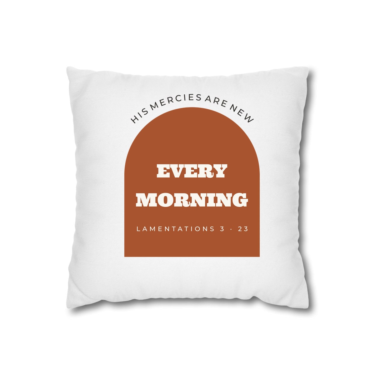 New Every Morning Arch, printed on a cushion cover in White