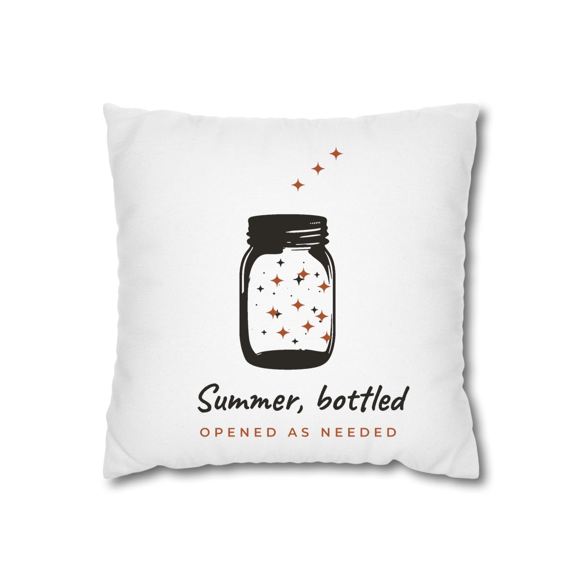 Summer, Bottled, printed on a cushion cover in White