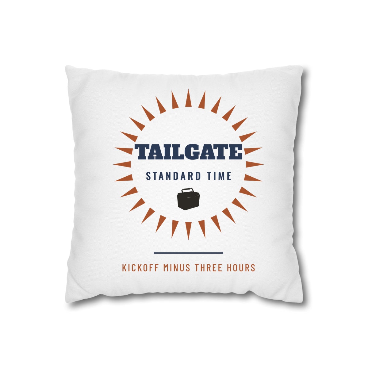 Tailgate Standard Time, printed on a cushion cover in White