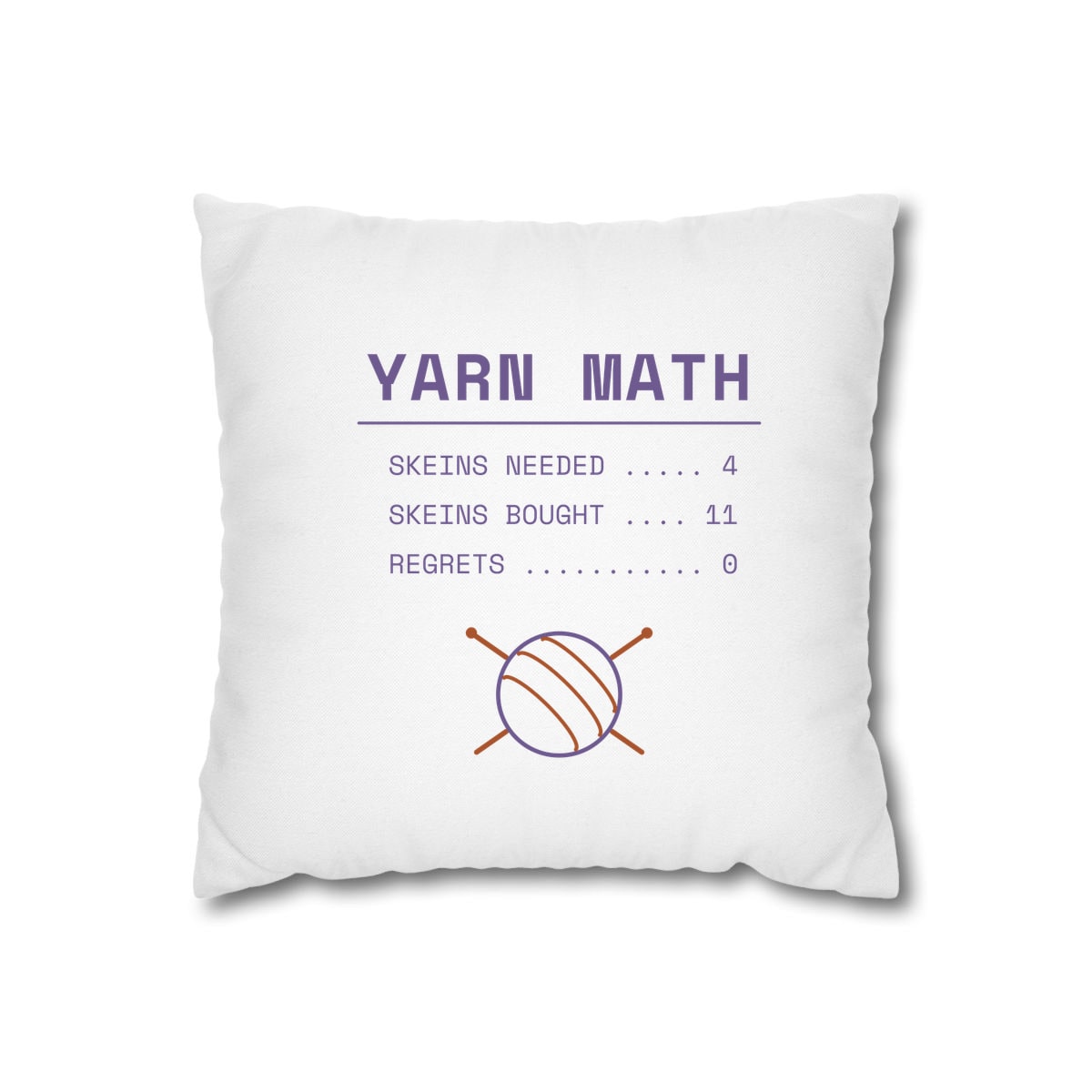 Yarn Math, printed on a cushion cover in White