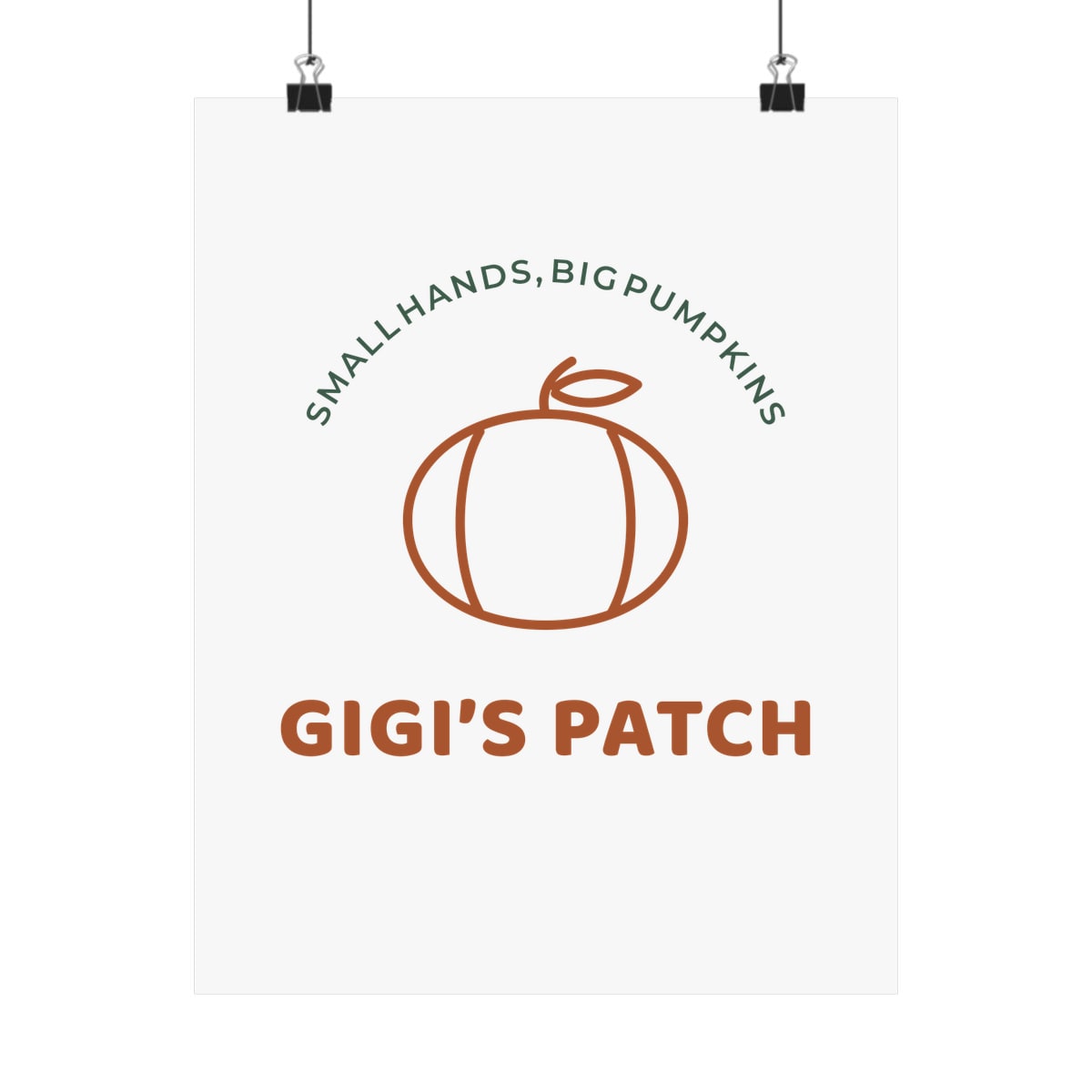 Gigi’s Pumpkin Patch, printed on a art print in White