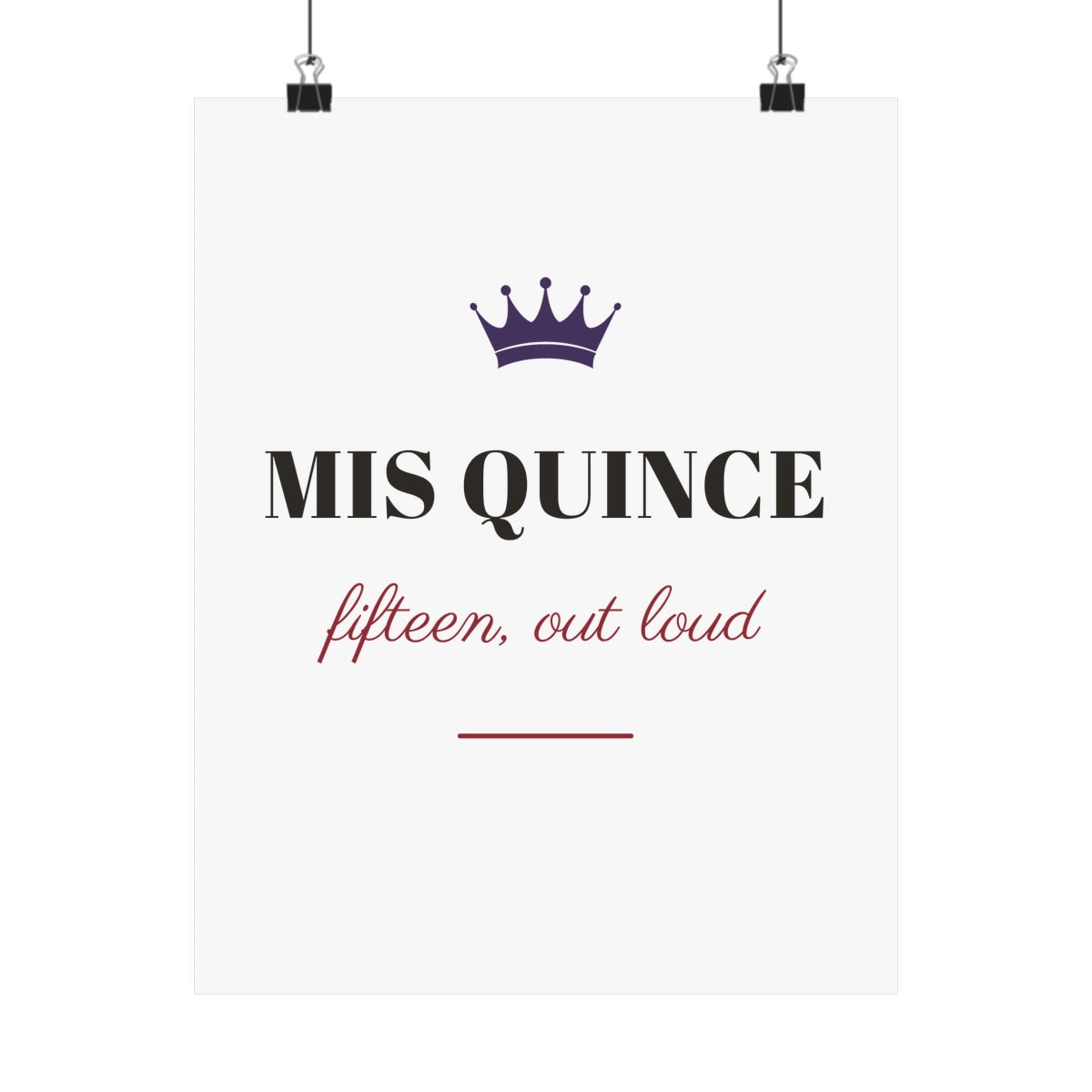 Mis Quince, printed on a art print in White