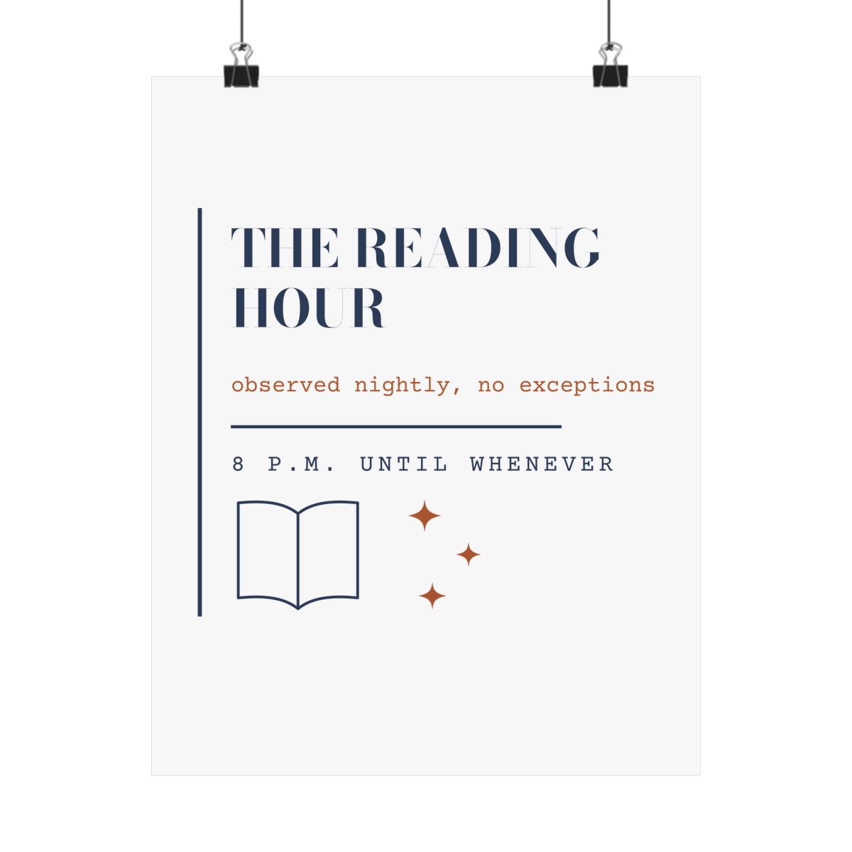 The Reading Hour, printed on a art print in White