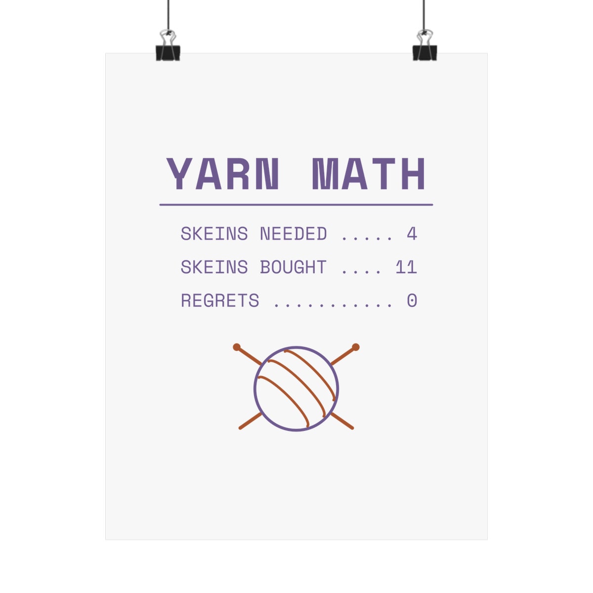 Yarn Math, printed on a art print in White