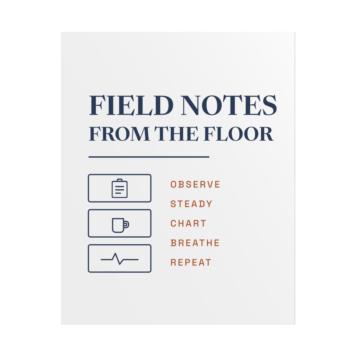 Field Notes From The Floor, printed on a poster in White