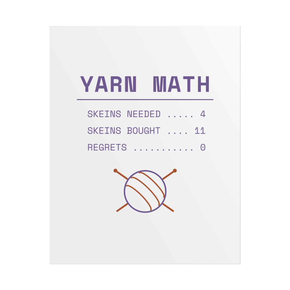 Yarn Math, printed on a poster in White