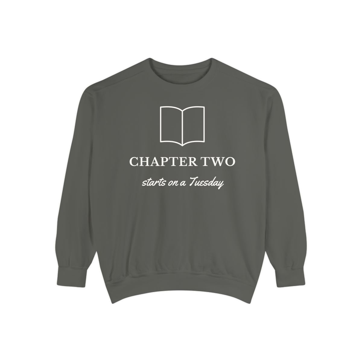 Chapter Two, printed on a sweatshirt in Pepper