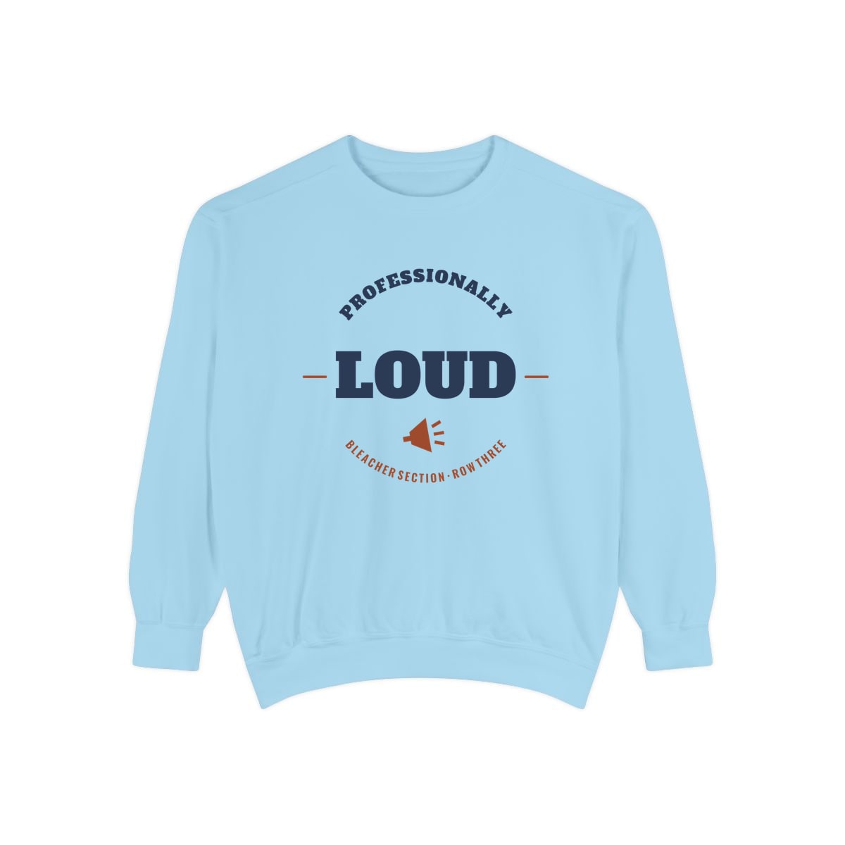 Professionally Loud, printed on a sweatshirt in Chambray