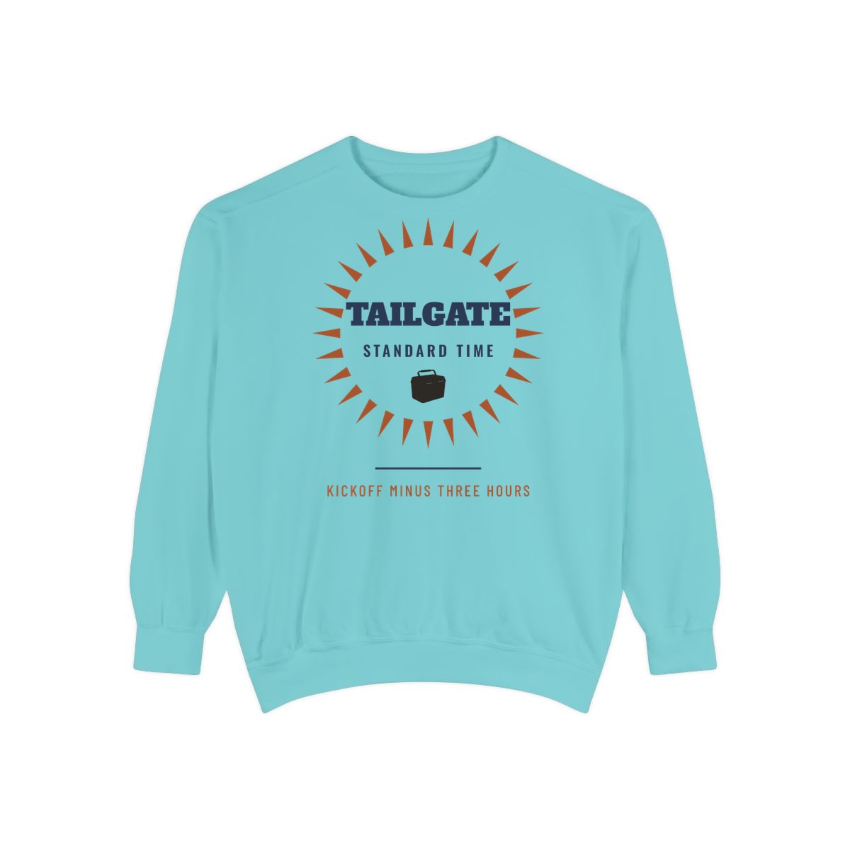Tailgate Standard Time, printed on a sweatshirt in Chalky Mint