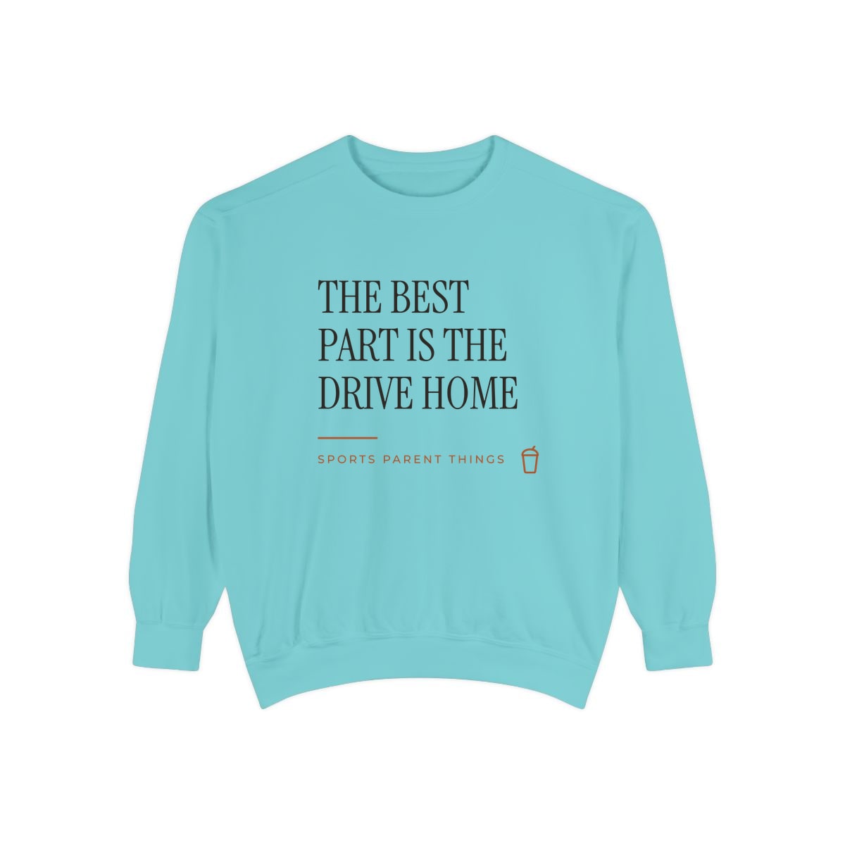 The Drive Home, printed on a sweatshirt in Chalky Mint