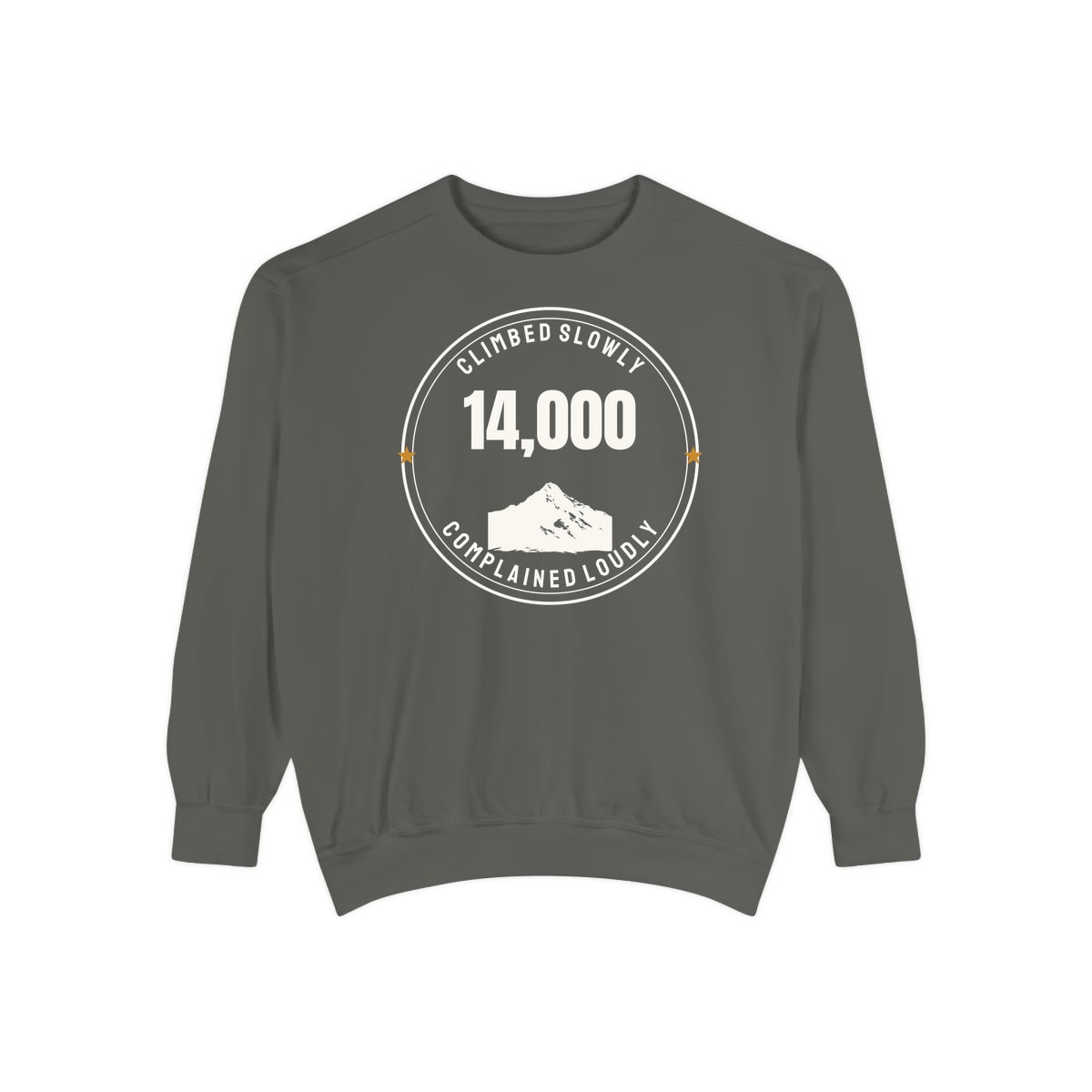 The Fourteener Club, printed on a sweatshirt in Pepper
