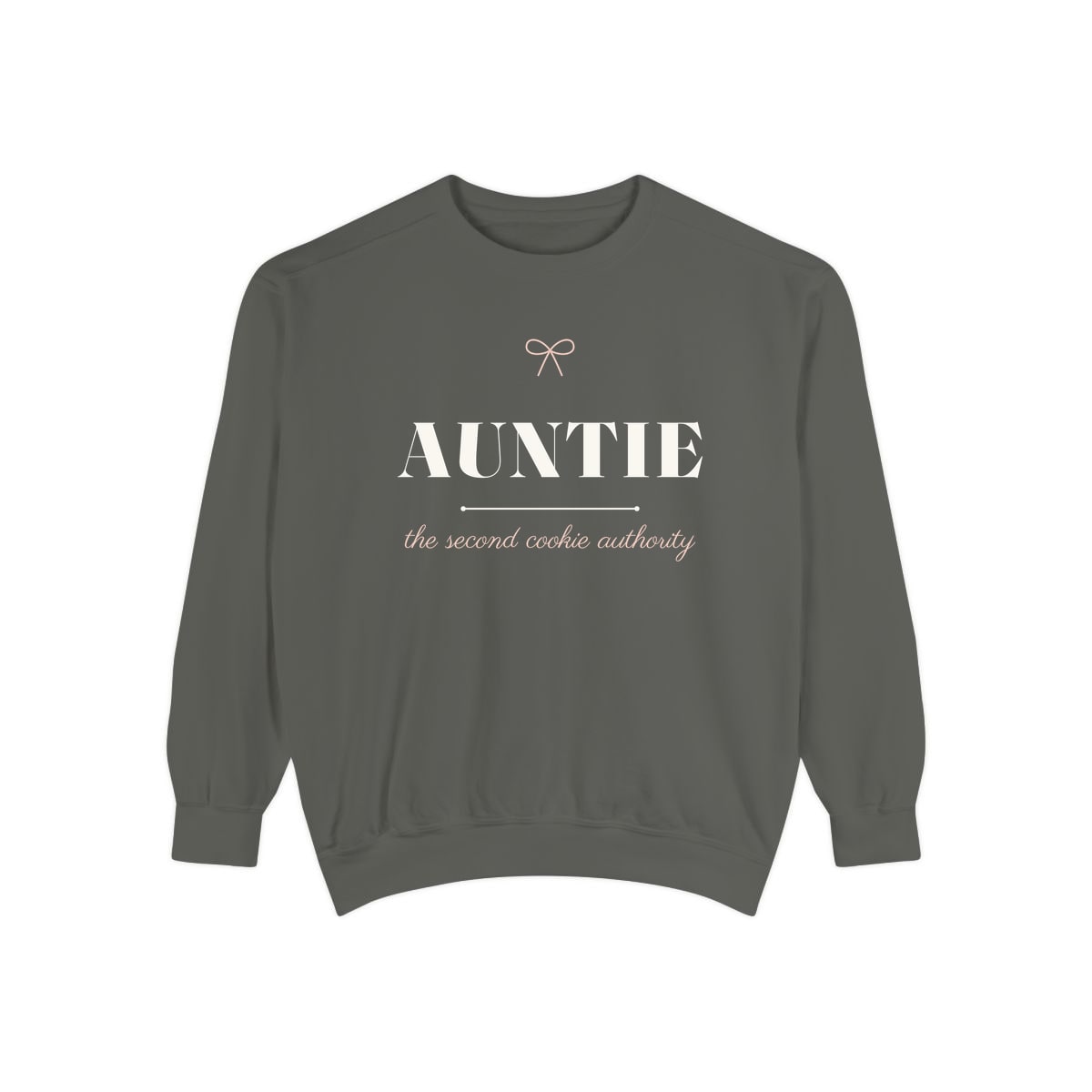 The Second Cookie Authority, printed on a sweatshirt in Pepper
