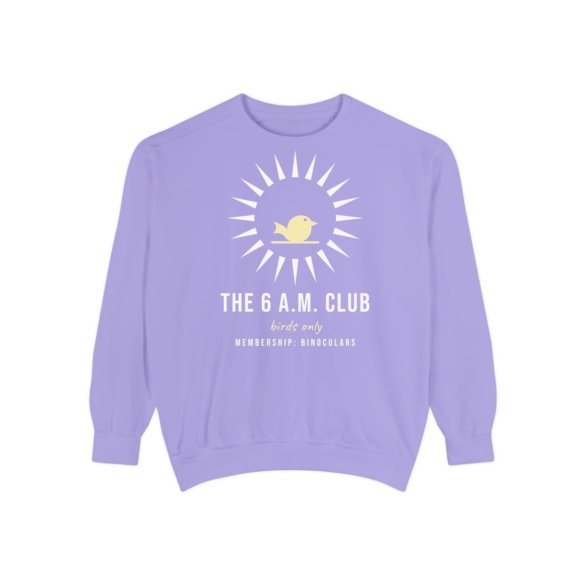 The Six A.M. Club, printed on a sweatshirt in Violet