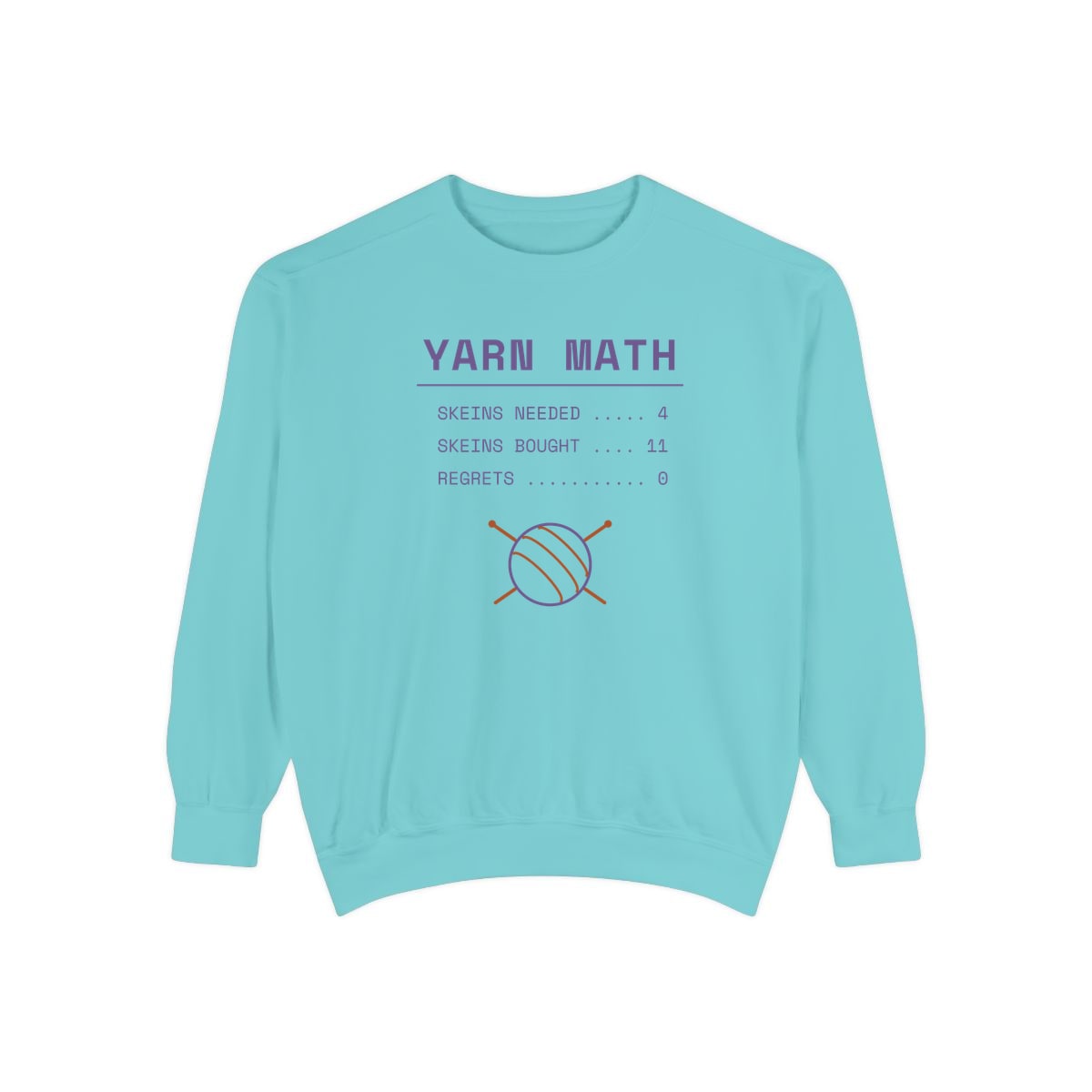 Yarn Math, printed on a sweatshirt in Chalky Mint
