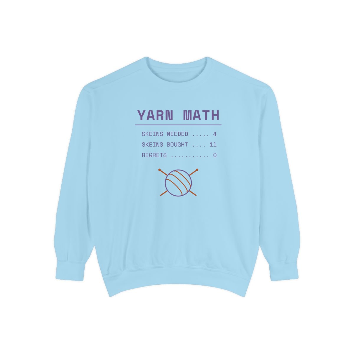 Yarn Math, printed on a sweatshirt in Chambray