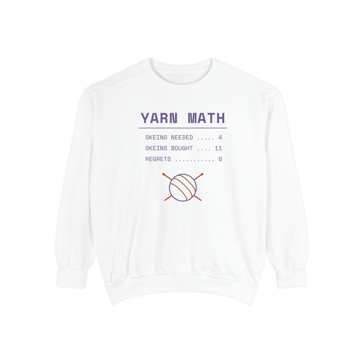 Yarn Math, printed on a sweatshirt in White