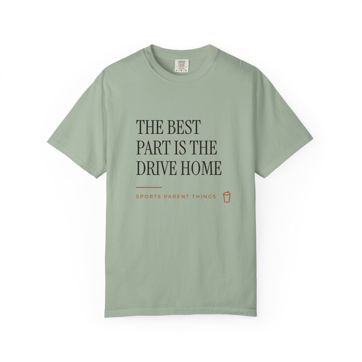 The Drive Home, printed on a Comfort Colors garment-dyed t-shirt in Bay
