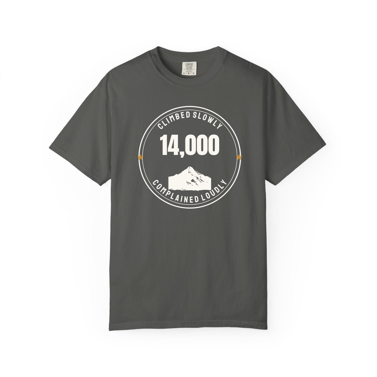 The Fourteener Club, printed on a Comfort Colors garment-dyed t-shirt in Pepper