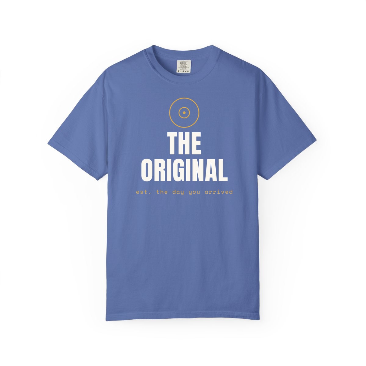 The Original, printed on a Comfort Colors garment-dyed t-shirt in Mystic Blue