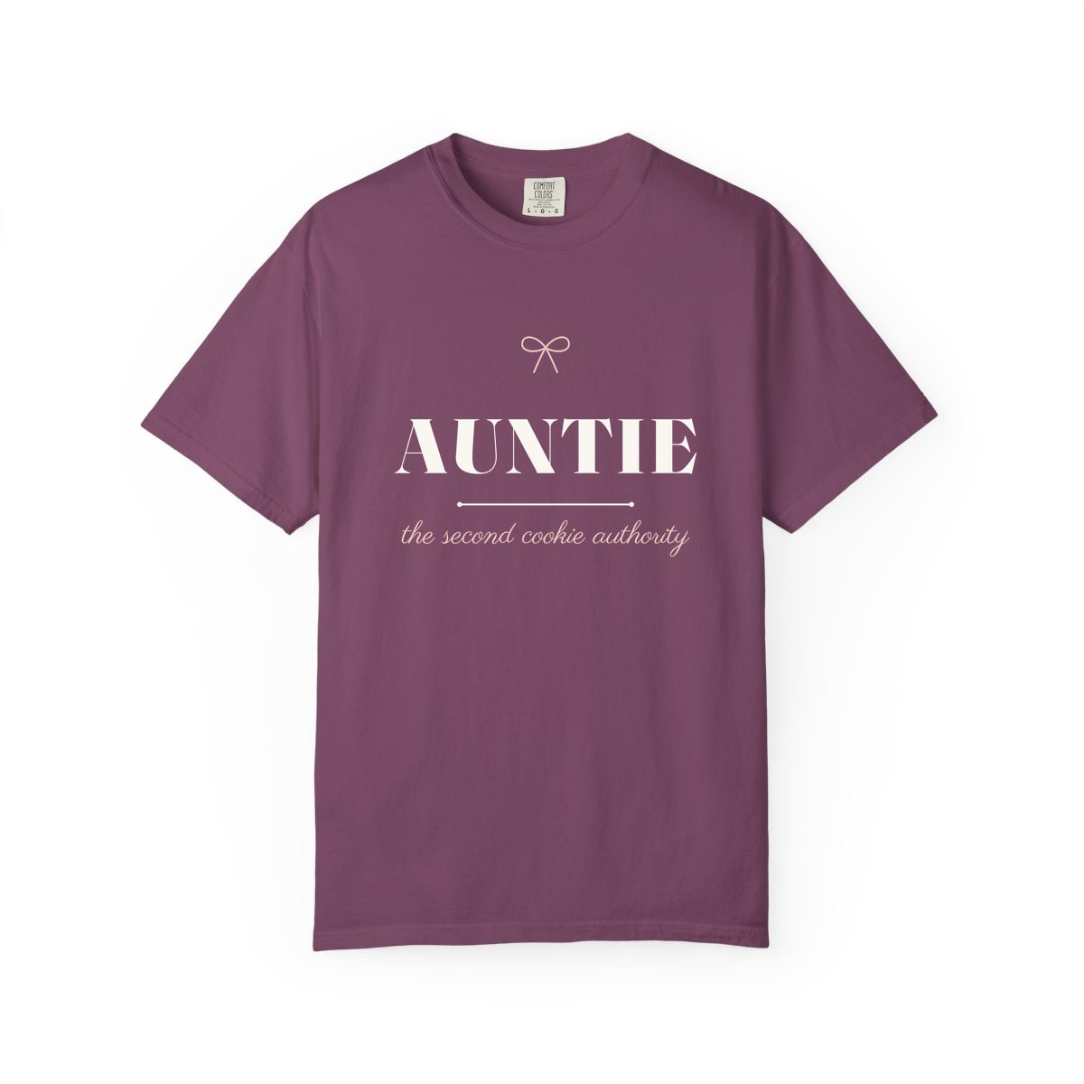 The Second Cookie Authority, printed on a Comfort Colors garment-dyed t-shirt in Berry