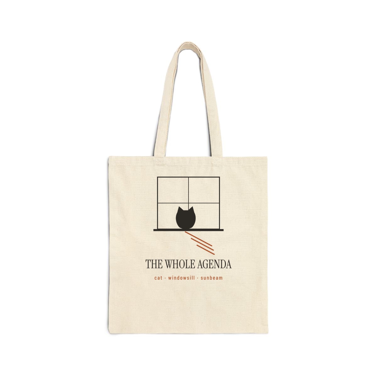 Cat, Windowsill, Sunbeam, printed on a tote bag in Natural