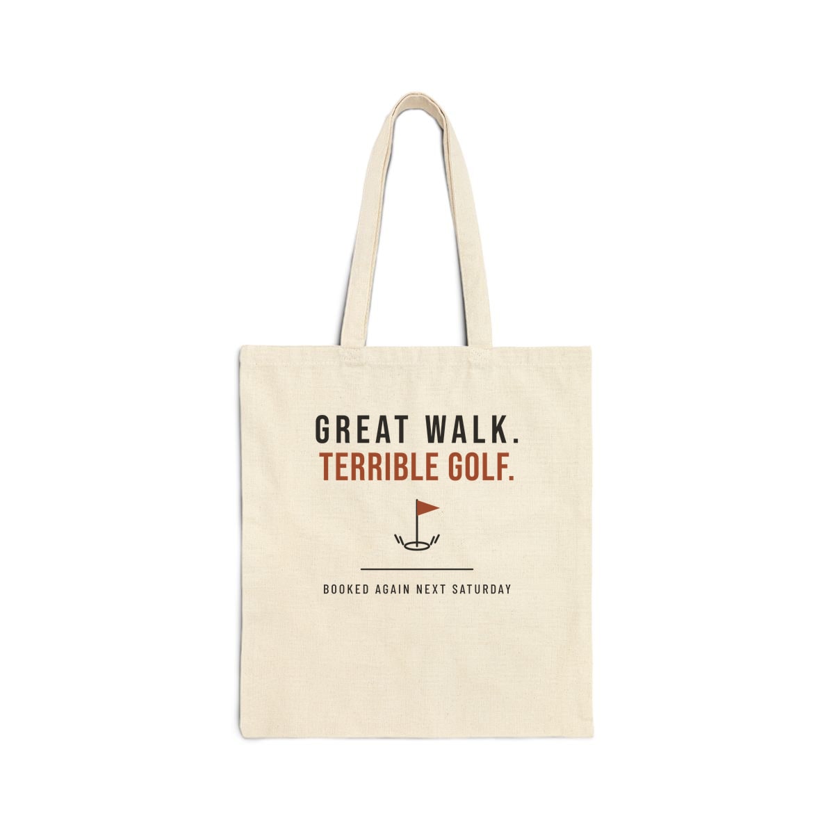 Great Walk, Terrible Golf, printed on a tote bag in Natural