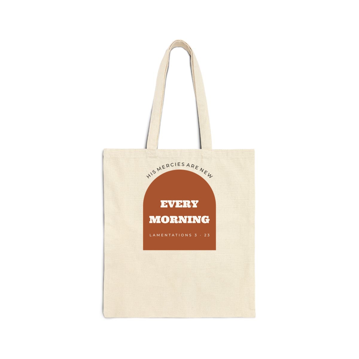 New Every Morning Arch, printed on a tote bag in Natural