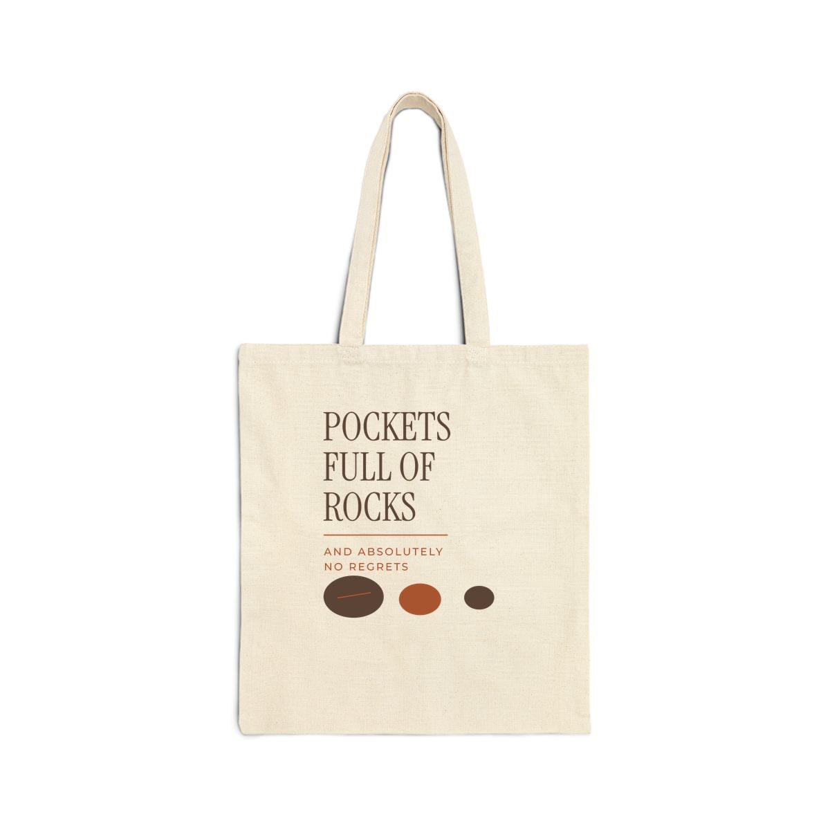Pockets Full Of Rocks, printed on a tote bag in Natural
