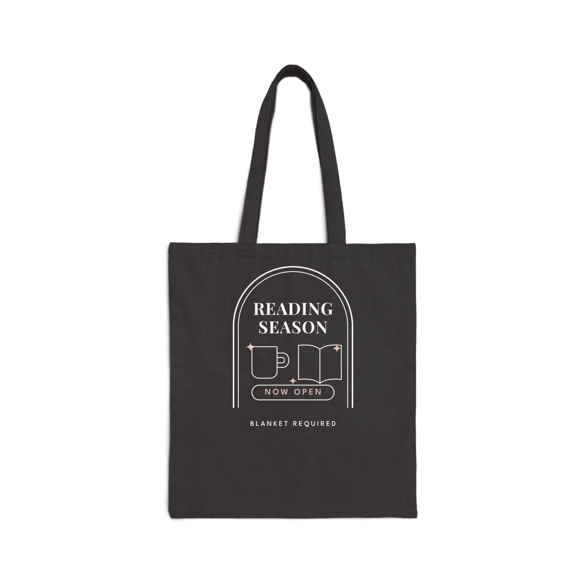 Reading Season Now Open, printed on a tote bag in Black